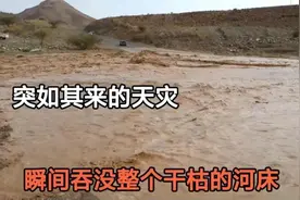 山洪突然爆发，在极短的时间内吞没整个河床，看着都胆战心惊