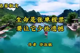名家散文《生命是张单程票，要让它少些遗憾》，毕淑敏，生活感悟视频封面