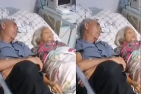 83岁外婆住院，86岁外公搂怀中陪护，外孙女：形影不离了一辈子视频封面
