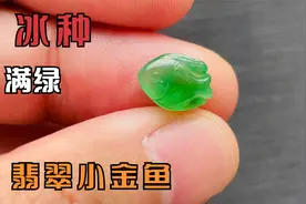小小的一条冰满绿的翡翠金鱼，镶嵌起效果极佳，翡翠贵在精不在大视频封面