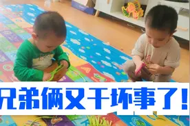 3岁哥哥带弟弟拿剪刀干坏事，吓坏妈妈，竟是干这事......视频封面