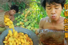 小伙子丛林摘芒果，用铁锅炖芒果，自制芒果干视频封面