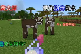 我的世界：生存第25期，制作剧毒药水，给动物喝一口药水会怎样？