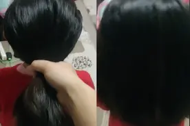 爸爸苦恼女儿发量太多，一松开瞬间爆棚，一掀开理发师都愁了视频封面