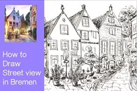 德国不来梅的老城酒吧 建筑速写艺术绘画视频封面