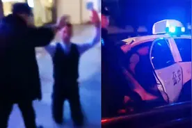 四川男子与的哥口角，西装革履手提4刀欲砍人，面对特警瞬间跪地视频封面