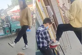 姐姐鞋带开了走到弟弟面前，下一秒弟弟举动让网友乐了：血脉压制视频封面