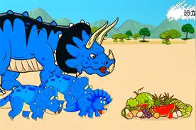 三角龙霸王龙吃水果 动漫特效