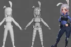3D动漫人物“兔子警官”基础模型制作、3dmax模型布线技巧教学