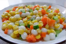 简单好吃的玉米炒汤圆，一道金玉满堂，又是一道适合年夜饭的菜！