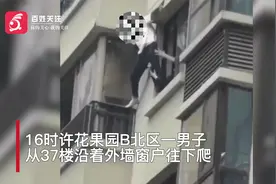 贵州一男子从37楼外墙徒手向下爬  被消防员一把搂住拉回窗内视频封面