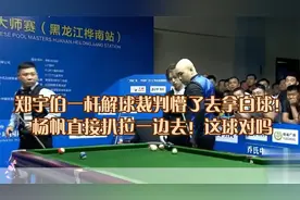 郑宇伯一杆解球裁判懵了去拿白球！杨帆直接扒拉一边去！这球对吗视频封面
