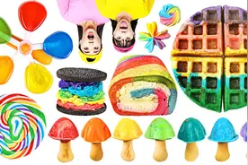 彩虹美食挑战赛！多彩的糖果看着都让人流口水，吃起来更棒！