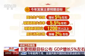 政府工作报告 主要预期目标公布 GDP增长5%左右视频封面