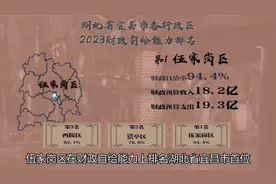 2023年湖北省宜昌市13行政区财政自给能力，伍家岗区居首