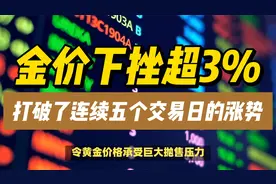 金价下挫超3%，打破了连续五个交易日的涨势视频封面