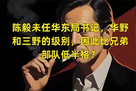 陈毅未任华东局书记，华野和三野的级别，因此比兄弟部队低半格？