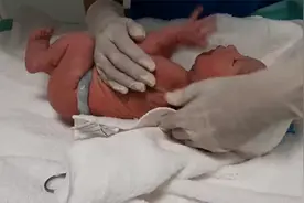 刚剖腹产出来的宝宝，头发又黑又浓密，漂亮得就像个假娃娃视频封面