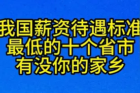 我国薪资待遇标准，最低的十个省市，有没你的家乡视频封面