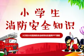 小学生消防安全知识教育动态通用PPT模板课件视频封面