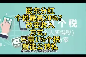 股东分红个税最高20%？改变收入方式，只需1%个税就能公转私视频封面
