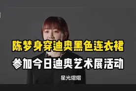 陈梦身穿迪奥黑色连衣裙搭配草编鞋参加今日迪奥艺术展活动