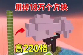 我的世界1.20：用掉18万个方块，建好通天樱花树，高220格