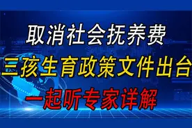 取消社会抚养费，三孩生育政策文件出台，一起听专家详解视频封面
