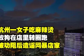 杭州一女子吃麻辣烫，放狗在店里转圈跑，被劝阻后造谣网暴店家视频封面