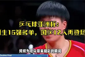 乒乓球亚洲杯：诞生16强名单，国乒12人再登场视频封面