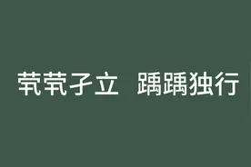 知识大补：什么是“茕茕孑立”？什么是“踽踽独行”？