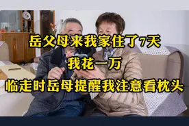 岳父母来我家住了7天，我花一万，临走时岳母提醒我注意看枕头