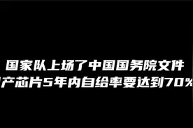 国家队上场了！中国国务院文件：国产芯片5年内自给率要达到70%！视频封面