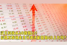 汉王科技从40跌到22！后期互联网走主升浪还能回到40上方吗？