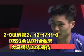 2-0世界第2，12-111-0，国羽2金法国1金收官，大马终结22年等待视频封面
