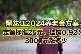黑龙江2024养老金方案，定额标准25元，挂钩0.92%，3000元涨多少视频封面