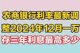 农商银行利率最新调整2024年12月一万存三年利息最高多少视频封面