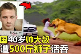 非洲40岁知名导游，惨遭4“狮子活吞”游客目睹全程，场面吓尿了视频封面