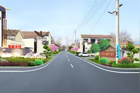 乡村入口街道改造设计方案，村庄标识牌绿化设计图
