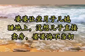 31. 婆婆让坐月子儿媳睡地上，没想儿子直接卖房，婆婆悔不当初视频封面