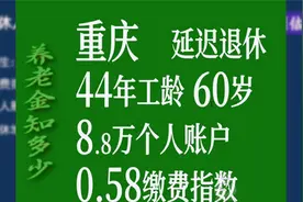 重庆市延迟退休工龄44年个人账户88万60岁退休养老金计算视频封面
