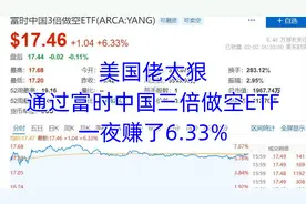 美国佬太狠！通过富时中国三倍做空ETF一夜大赚了6.33%