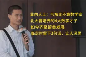 韦东奕是数学天才，但业内人士却说：他还不能称之为数学家