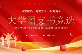 大学团支书竞选PPT模板，PPT文件：zcfff（加个点）com