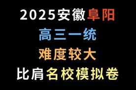 2025安徽阜阳高三一统，难度较大，比肩名校模拟卷