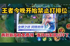 王者今晚禁止打排位！新赛季两款新皮肤免费领，海月玩家高兴坏了