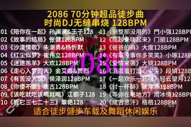 2086  70分钟超品徒步曲，时尚DJ无缝串烧，适合徒步健步车载。