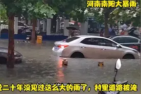 河南南阳大暴雨，村民说二十年没见过这么大的雨了，村里道路被淹视频封面