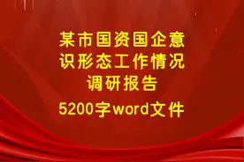 某市国资国企意识形态工作情况调研报告视频封面