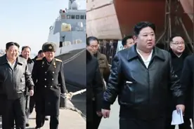现场！金正恩视察南浦造船厂：一身黑皮衣 将军陪同微笑走过舰艇视频封面